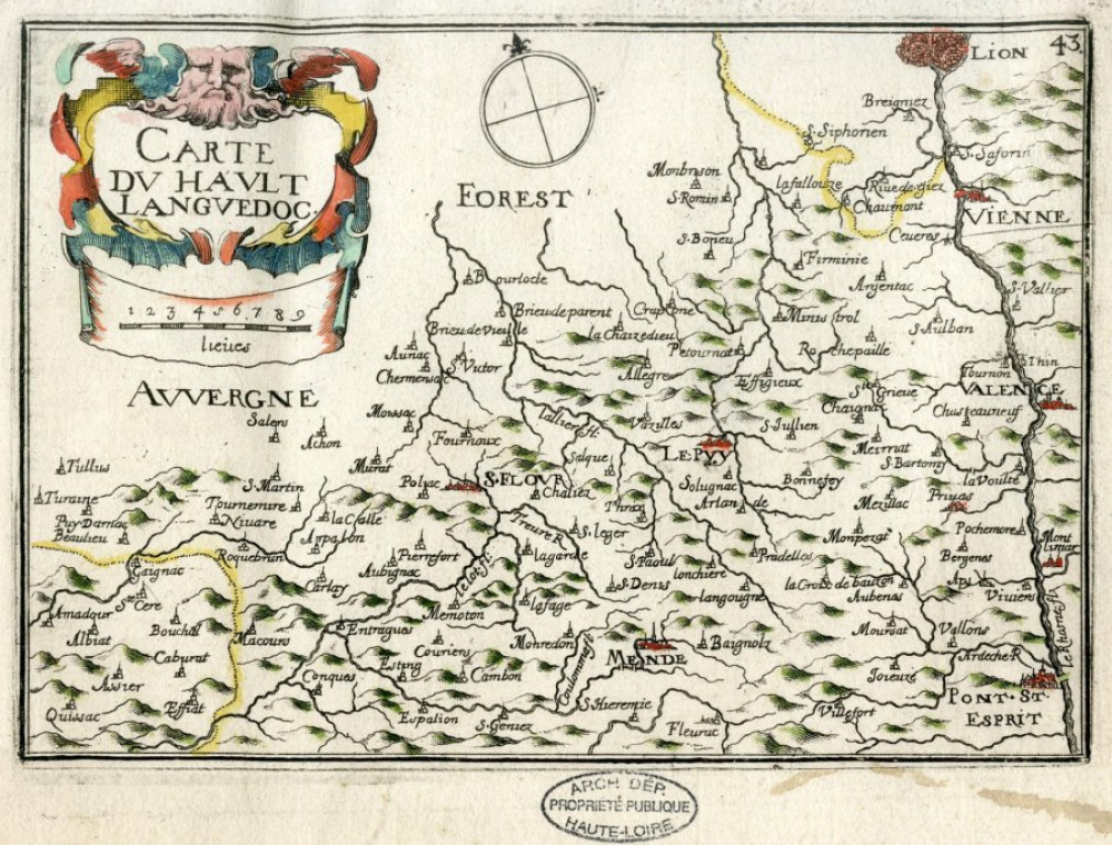 Archives départementales de la Haute-Loire. Collection de cartes et plans (2 Fi LANGUEDOC 1).<br>