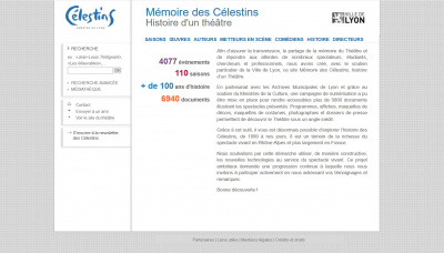 Visuel du portail Mémoire des Célestins, histoire d'un théâtre.<br>