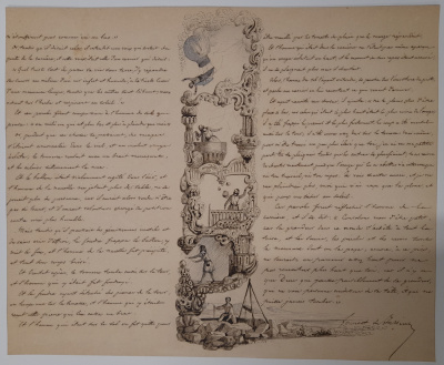 FAD.Aut.B.42. Fragment manuscrit autographe signé de "Simon de Nantua", par Laurent-Pierre de Jussieu. Ca 1818.<div>Ambérieu-en-Bugey, médiathèque La Grenette. Fonds Armand Decour, FAD.Aut.B.42.</div>