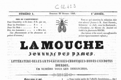 La Mouche. Journal des dames. n°1 (29 oct. 1848) - [...]. Médiathèque Jean-Jacques Rousseau de Chambéry<br>